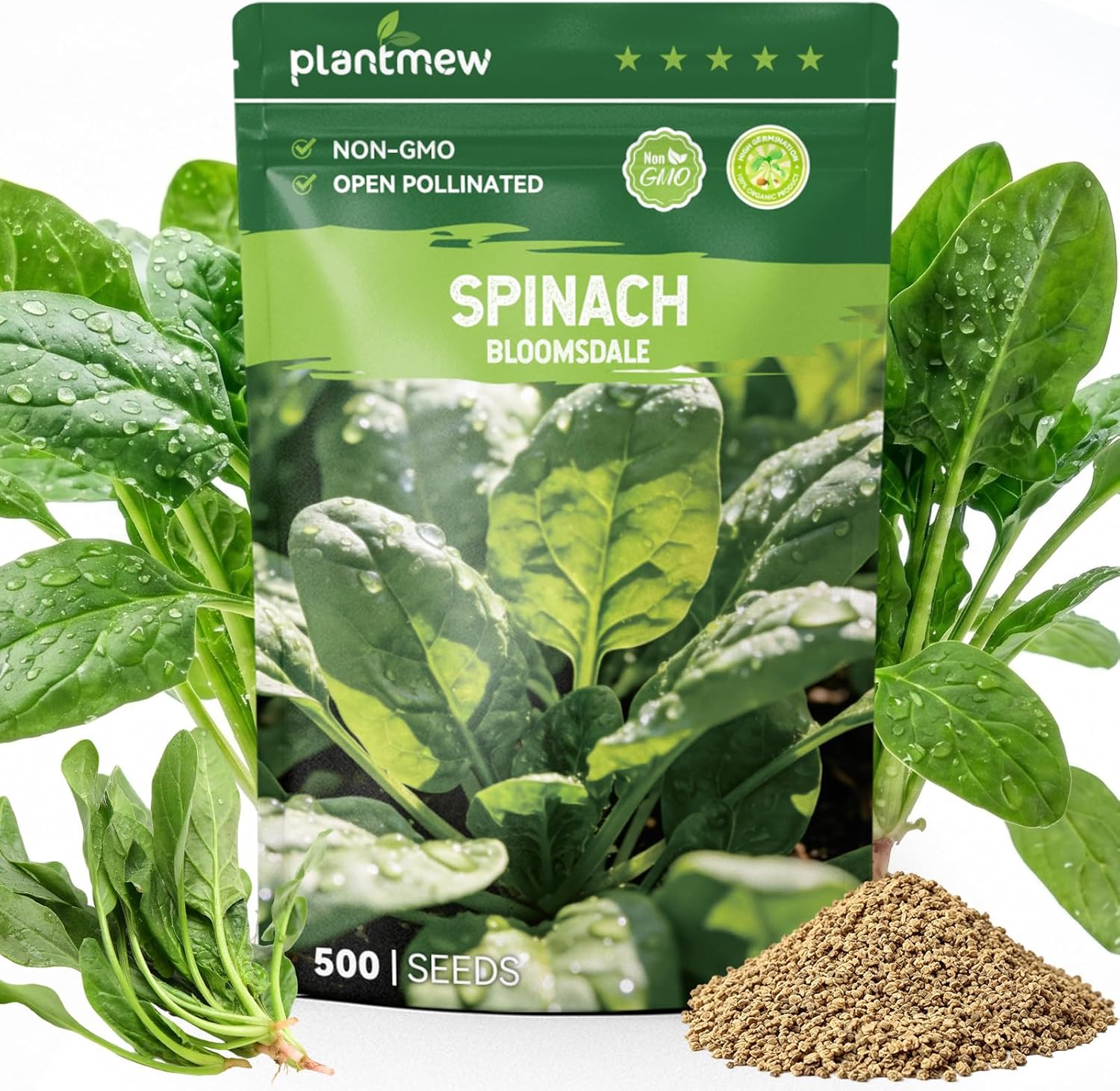 PLANTMEW 3000 Peppermint Seeds for Planting Indoors  Outdoors - Premium Non-GMO Heirloom Peppermint Plant Seeds, High Germination Herb Seeds for Home Garden(Bloomsdale Spinach)