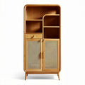 Natural Wood Display Cabinet with Open Shelves and Closed Storage – 80 x 40 x 160cm