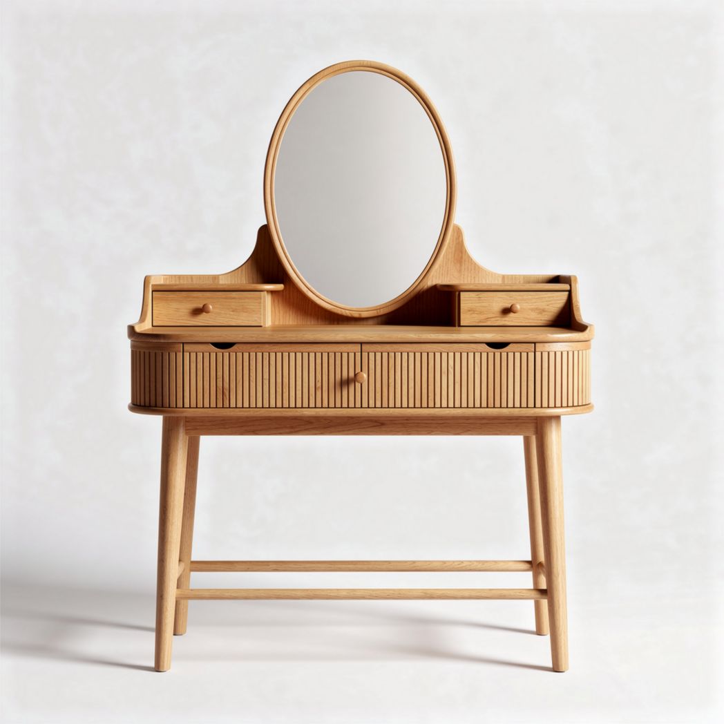 Wooden Vanity Table with Mirror and Drawers for Bedroom Use – 90 x 40 x 150cm