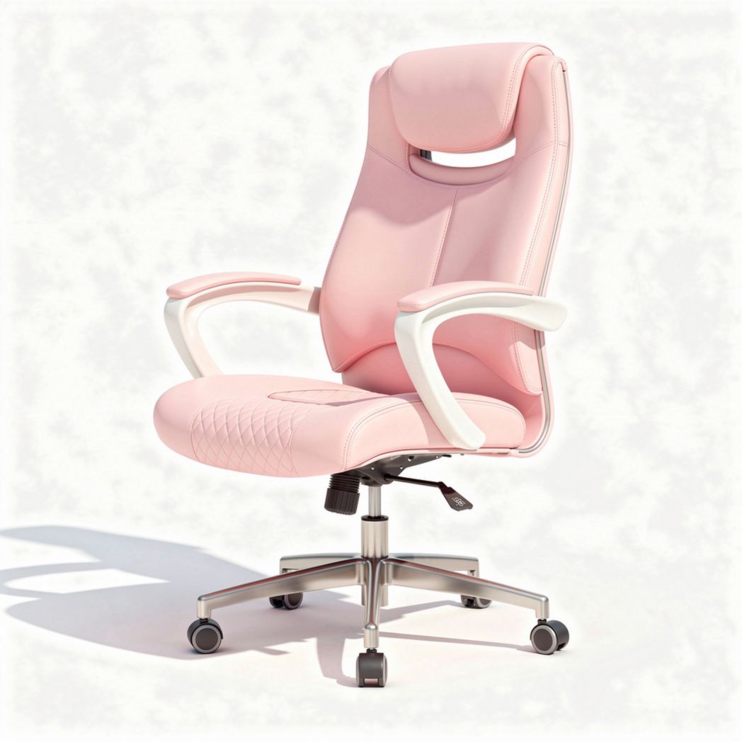 Pink Ergonomic Office Chair for Comfortable Seating with Faux Leather Upholstery – 60 x 60 x 120cm