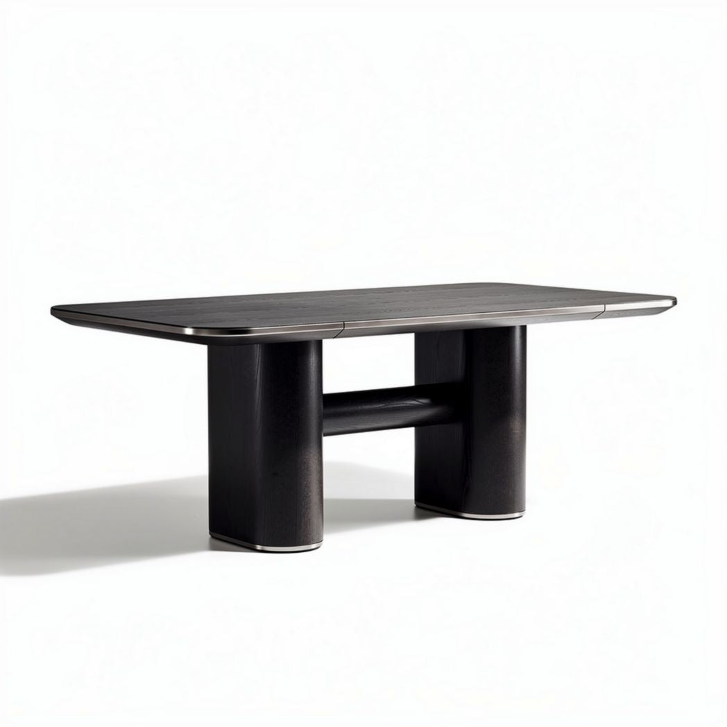Contemporary Black Wooden Dining Table – Suitable for Dining Rooms and Gatherings – Made from Engineered Wood – 200 x 100 x 75cm