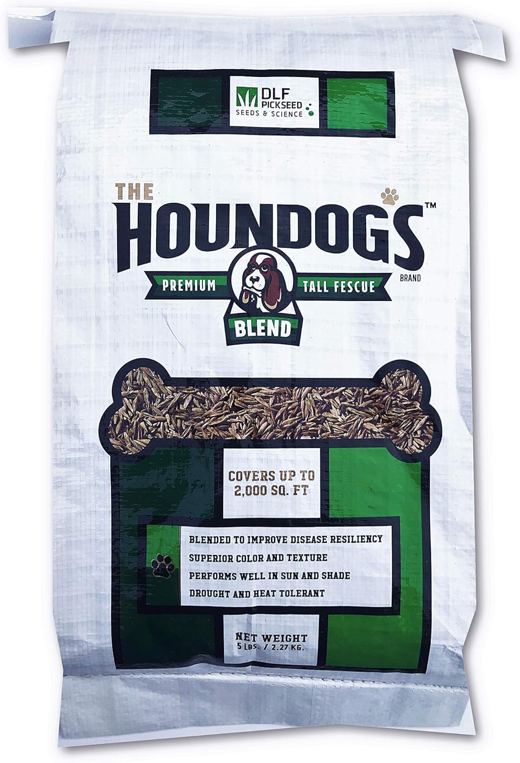 X-Seed Houndogs Tall Fescue Blend Grass Seed - Fast-Growing, Drought-Tolerant Seed for Full Sun  Partial Shade, Naturally Crowds Out Weeds, Ideal for High Traffic Areas  Lawn Repair, 5 lbs.