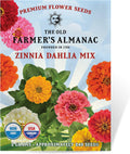 The Old Farmer's Almanac Zinnia Seeds (Dahlia Mix) - Approx 200 Flower Seeds - Premium Non-GMO, Open Pollinated, USA Origin