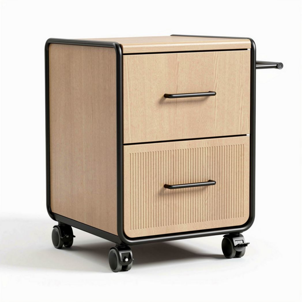 Mobile Storage Cart with Drawers for Office Organization, Metal and Wood Construction, 40 x 40 x 50cm