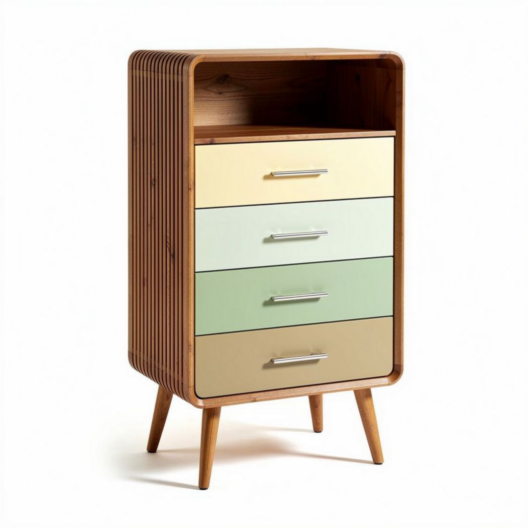 Multicolored Wooden Storage Chest – Suitable for Living Room Use – Made of Solid Wood – 70 x 40 x 100cm
