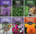 Pest Defense 6 Pack Seeds for Planting - Heirloom Lavender, Hyssop, Catnip, Marigold, Petunia, Basil - Natural Pest Deterrents for Outdoor  Indoor Spaces - Survival Garden Seeds