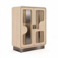 Wooden Storage Cabinet with Glass Doors – Suitable for Living Room or Office – Made of Wood and Metal – 80 x 40 x 120cm