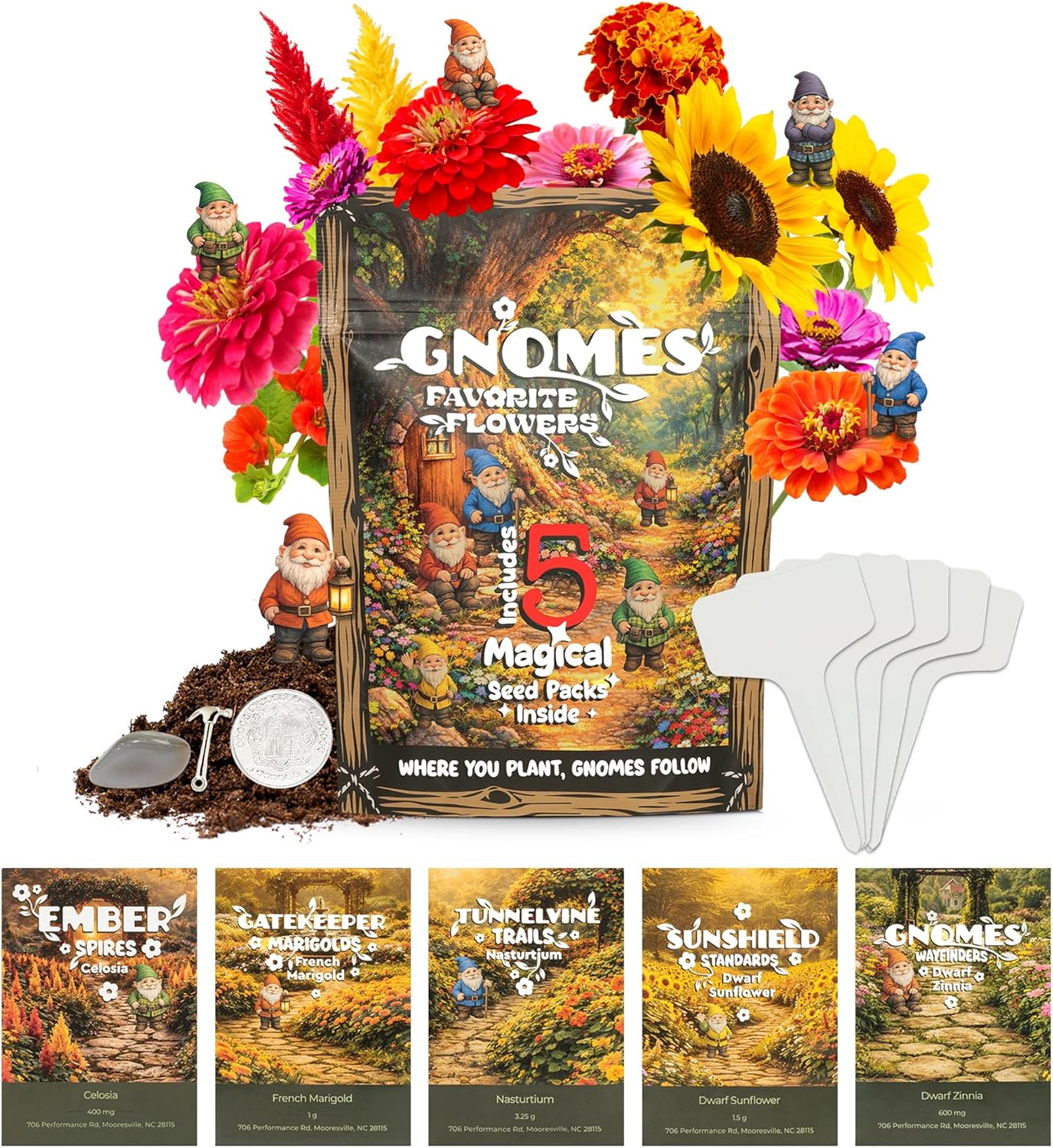 Fairy Garden Seed Kit – Flower Seeds Kit for a Magical Blooming Surprise – Wildflower Seeds for Pollinators, Butterfly Garden Starter, Indoor or Outdoor Planting - Introduce Kids to Gardening(Gnome Seed Kit)