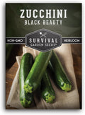 Black Beauty Zucchini Seeds for Planting - Heirloom Summer Squash Variety for Vegetable Garden Growing - High Yield Dark Green Zucchinis - Survival Garden Seeds (1 Pack)(1)
