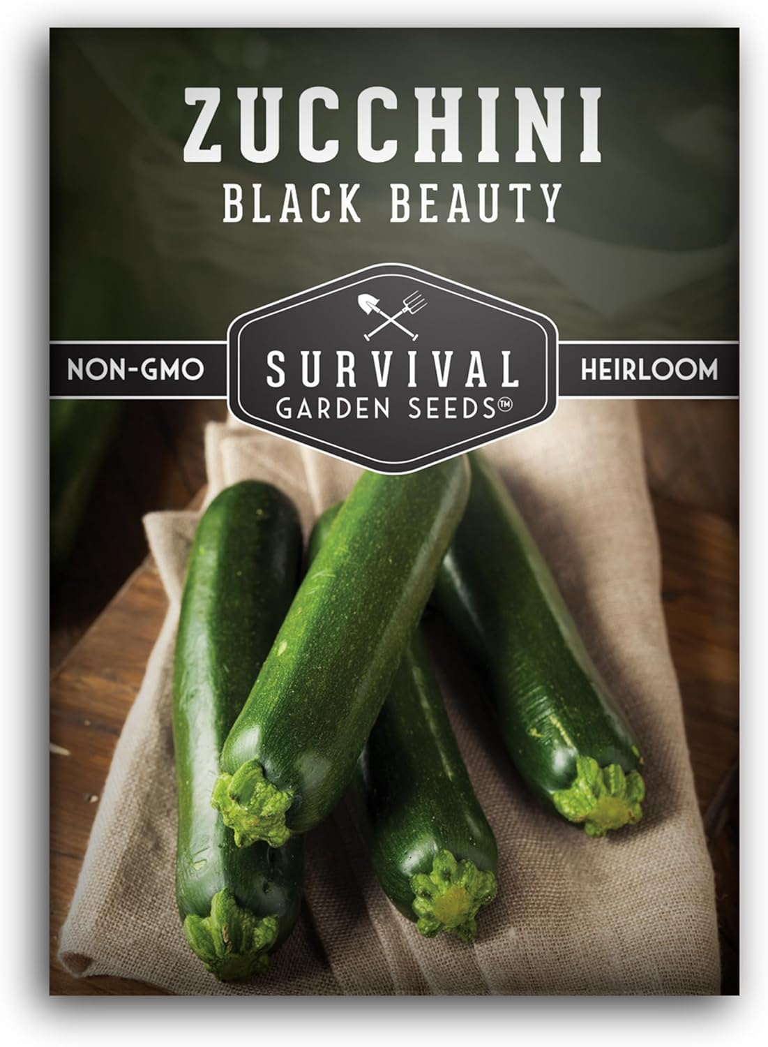 Black Beauty Zucchini Seeds for Planting - Heirloom Summer Squash Variety for Vegetable Garden Growing - High Yield Dark Green Zucchinis - Survival Garden Seeds (1 Pack)(1)