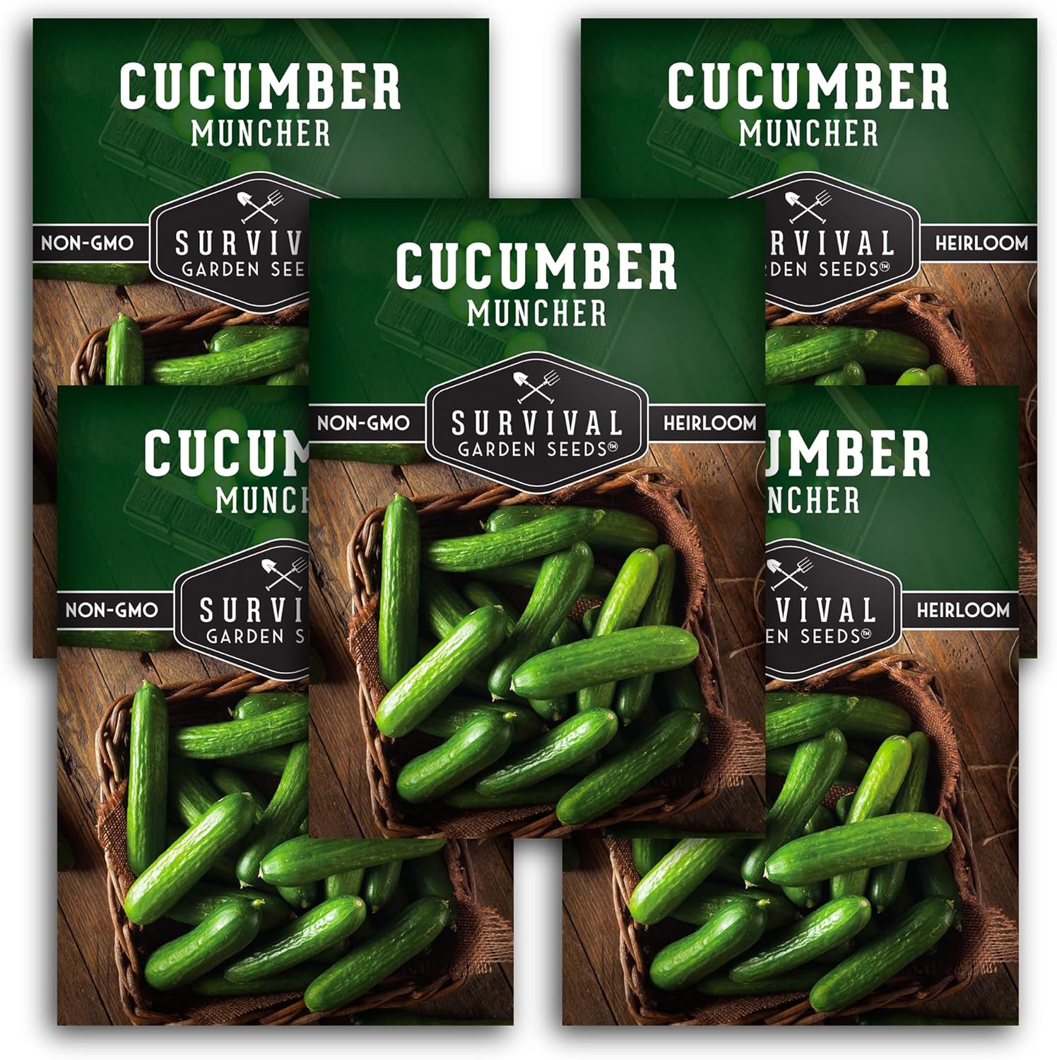 Muncher Cucumber Seeds for Planting | Burpless Variety with Smooth Skin for Snacking or Slicing – Survival Garden Seeds (1 Pack)(5)