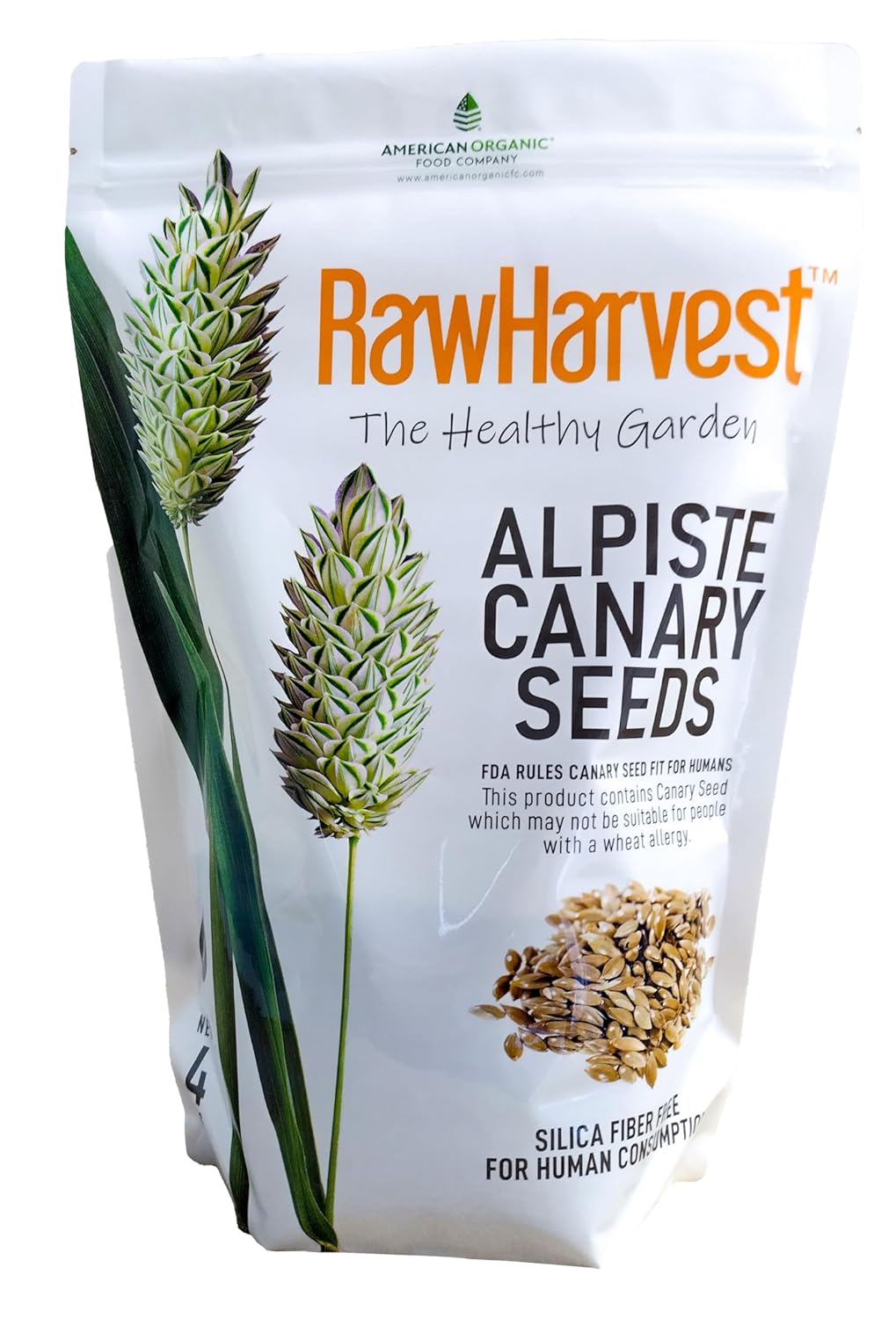 RawHarvest Canary Seed (Alpiste 1 Pack 4 lbs) for Human Consumption, Silica Fiber Free. FDA Rules “This Product Contains Canary Seed which May not be Suitable for People with a Wheat Allergy”.