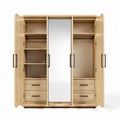 Wooden Wardrobe with Mirror and Shelves for Bedroom Storage – 150 x 60 x 200cm