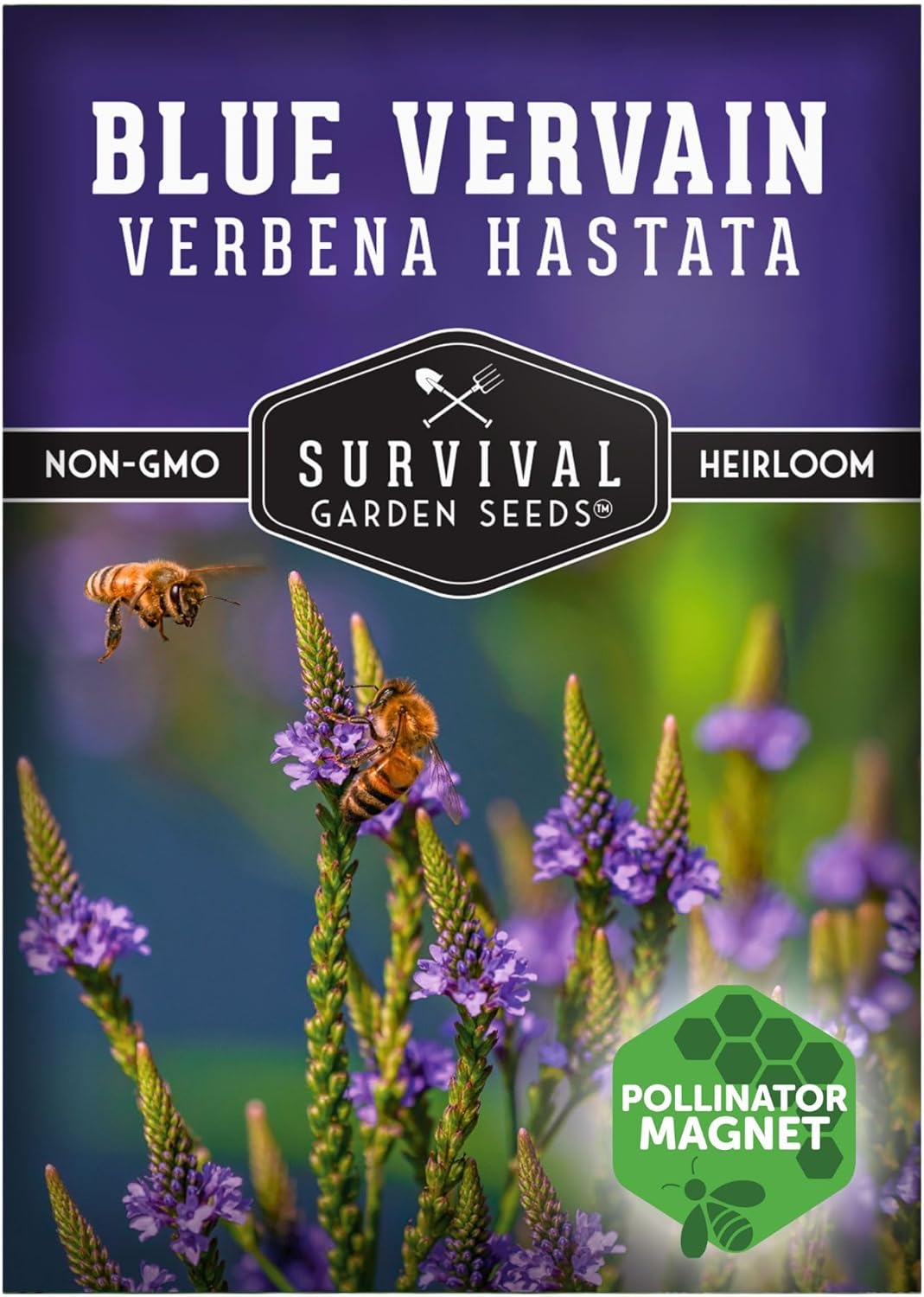 Survival Garden Seeds Blue Vervain Seeds for Planting (Verbena Hastata) | North American Native Wetland Wildflower | Butterfly Magnet | 1 Pack | Survival Garden Seeds(1)