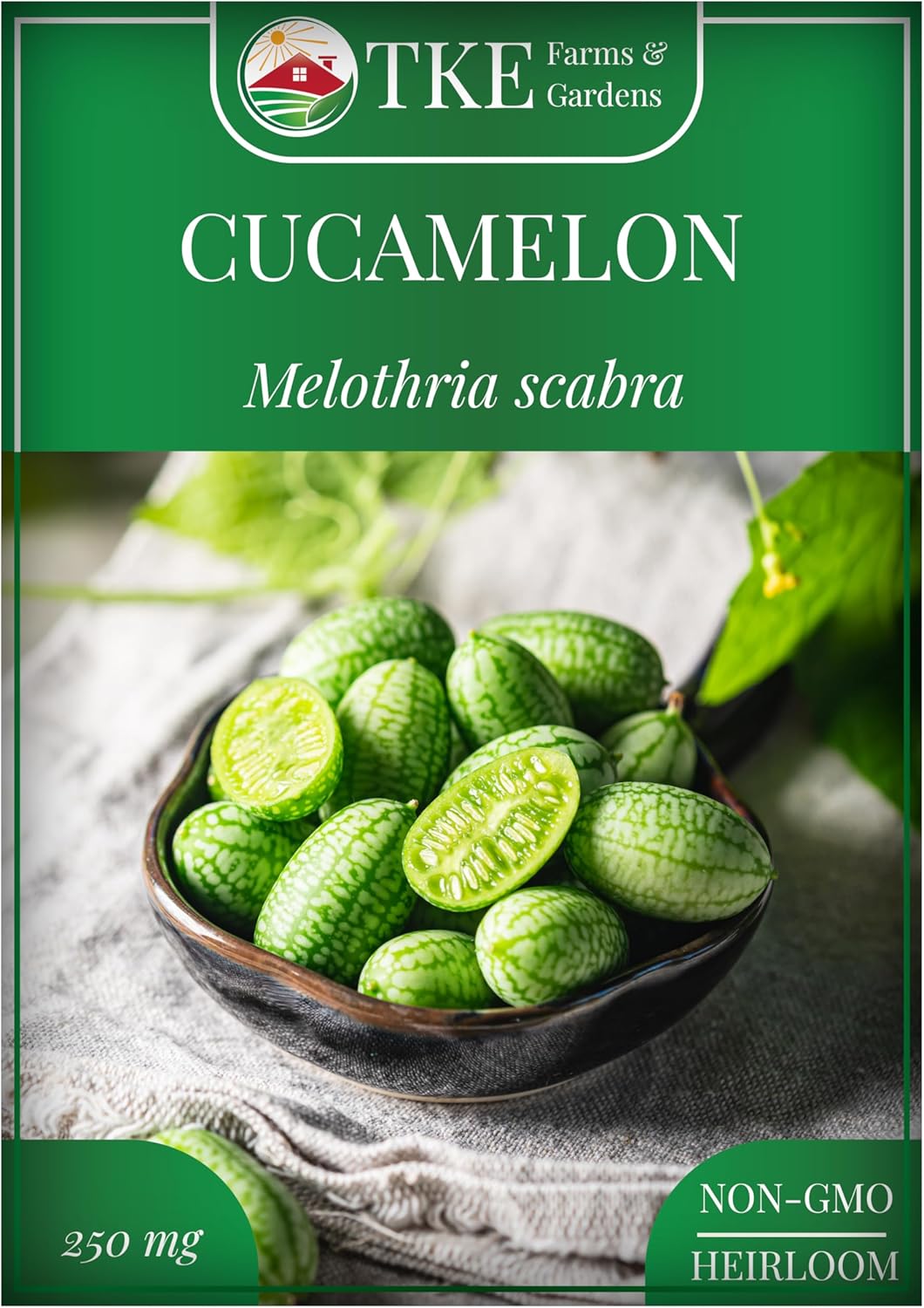 TKE Farms  Gardens - Cucamelon Seeds for Planting, 75 Heirloom Non GMO Seeds, Mexican Sour Gherkin Mouse Melon, Delicious Mini Fruits, Easy to Grow, Includes Instructions, Rare Garden Seeds, 1 Pack