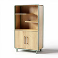 Wooden Storage Cabinet with Open Shelves and Doors – 80 x 40 x 140cm