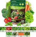 PLANTMEW 10 Vegetable Seeds Pack - Heirloom - Basil, Snap Pea, Broccoli, Bean, Jalapeño Pepper, Tomato, Lettuce, Cucumber, Carrot, Zucchini Seeds for Planting Home Garden