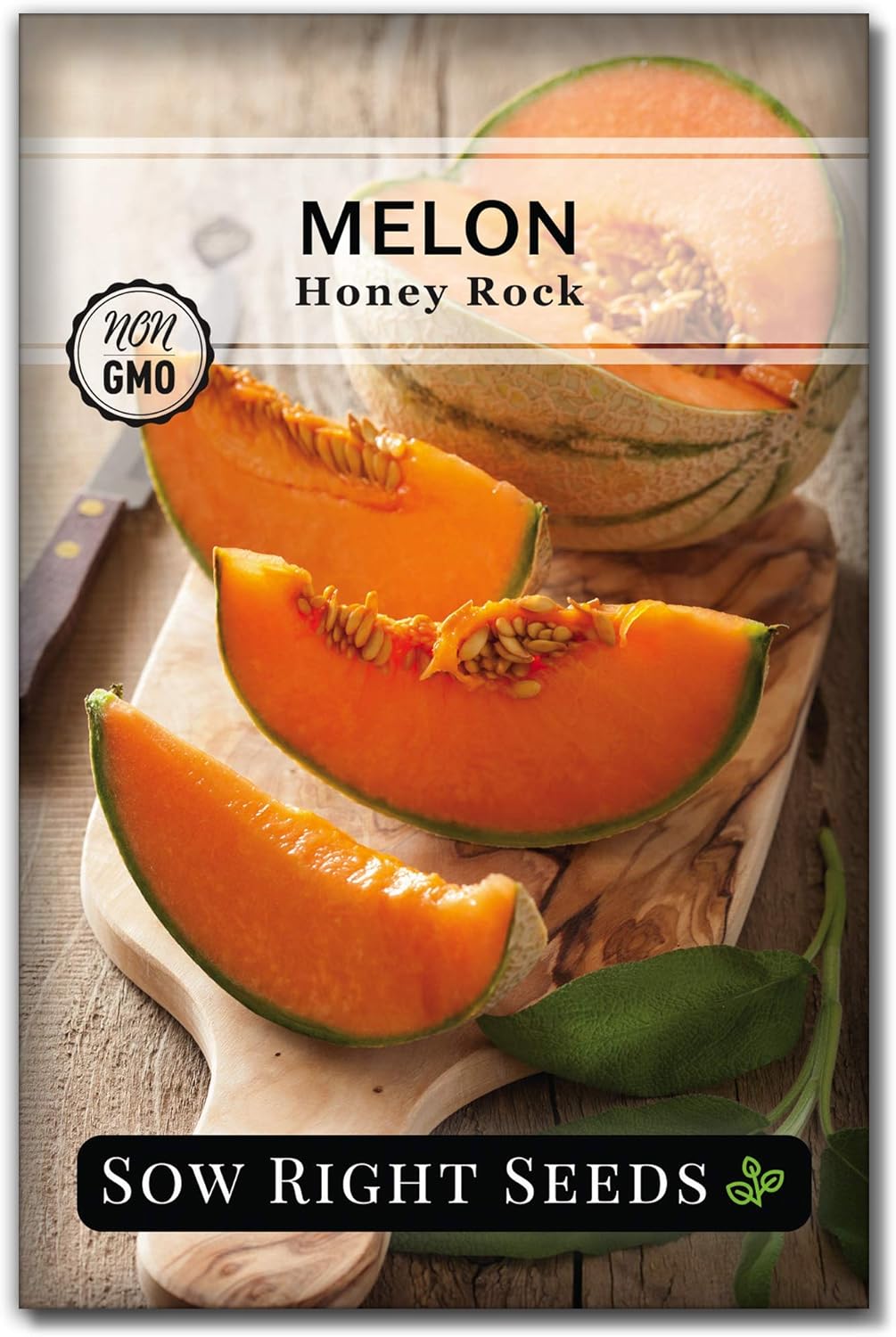 Sow Right Seeds - Honey Rock Melon Seeds for Planting - Non-GMO Heirloom Packet with Instructions to Plant a Home Vegetable Garden - Grow Trusty Cantaloupe - Sweet Summer Harvesting (1)