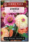 Sow Right Seeds - Bulk Mixed Zinnia Seeds for Planting - 1 Ounce, 4300 Seeds - Non-GMO Heirloom Jumbo Pack to Grow in Your Flower Garden - Abundant Amount of Beautiful Cut and Come Again Flowers