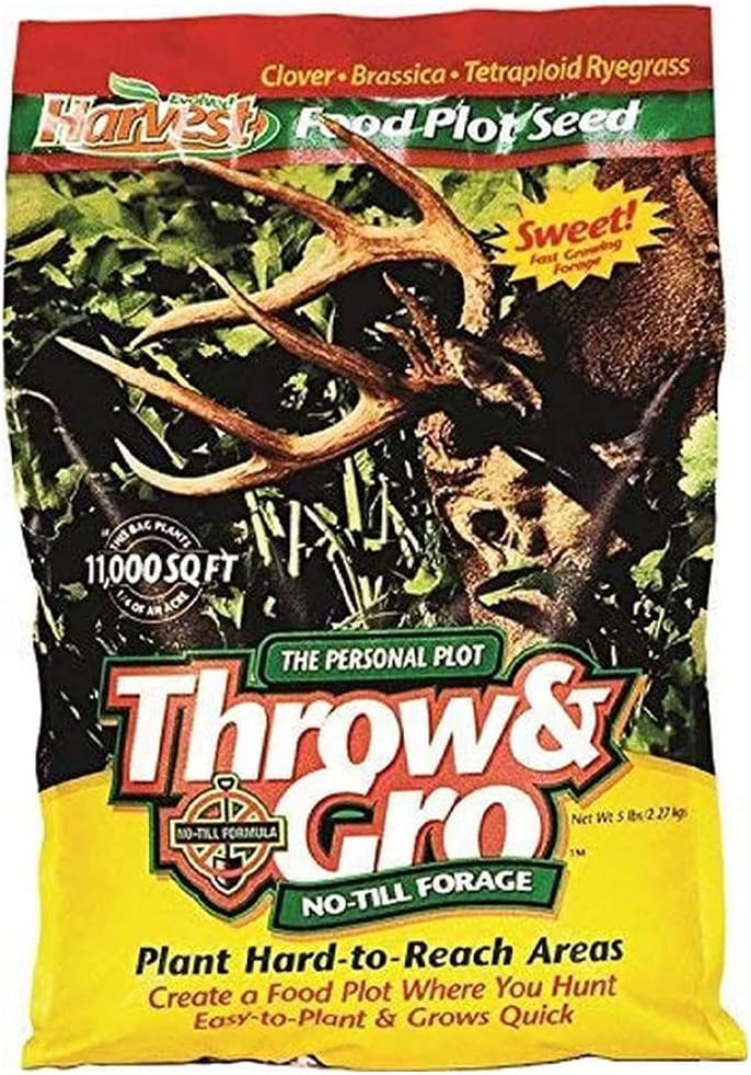 EVOLVED HARVEST Throw  Gro No-Till Forage for Deer - Easy-to-Plant Fast-Growing Food Plot Seeds, 5 Lbs(5 lb)