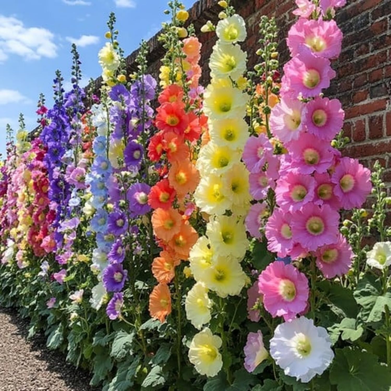 300+ Hollyhock Seeds for Planting Multicolored Heirloom Double Hollyhock Seeds, Rare Biennial Attracts Pollinators