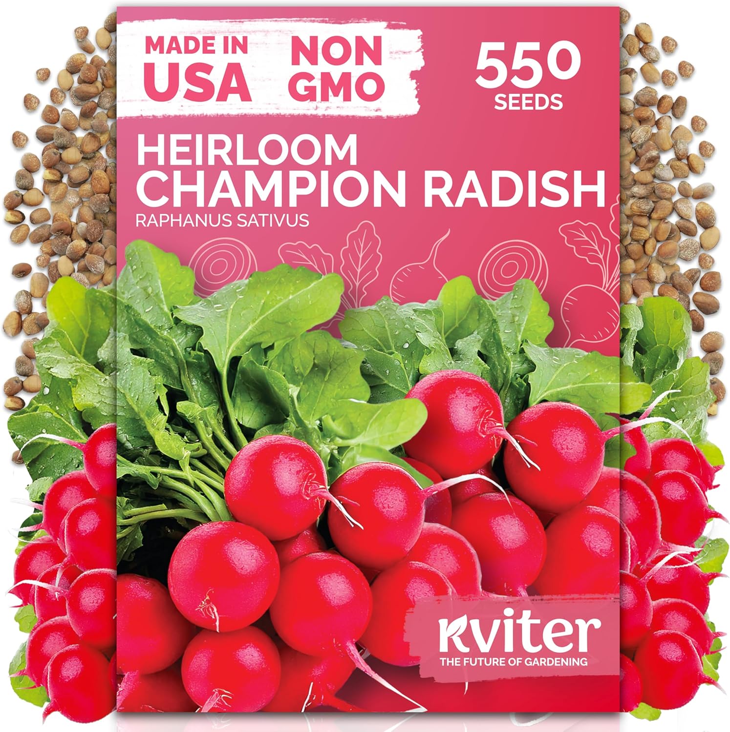 KVITER 100 Sugar Snap Peas Seeds (Pisum sativum) – Sweet Pea Heirloom Seed, Crisp Flavor, Plumper Pods  Early Harvest — Vegetable Seeds for Planting in Outdoor Garden, Containers  Beds(Champion Radish)