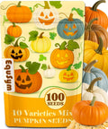 10 Variety Mix Pumpkin Seeds for Planting - 100 Heirloom Seeds, Baby Boo, Blue Jarrahdale, Jack Be Little, Jack O Lantern, Sugar Pie, Yellow Paris for Summer  Fall, Non GMO Pumpkin Seed(10 Variety Mix Pumpkin Seeds)