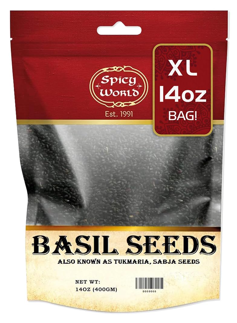 Spicy World Basil Seeds 14 Ounce Bag - Tukmaria, Sabja Seeds - Used in Falooda  Ayurveda(14 Ounce (Pack of 1))